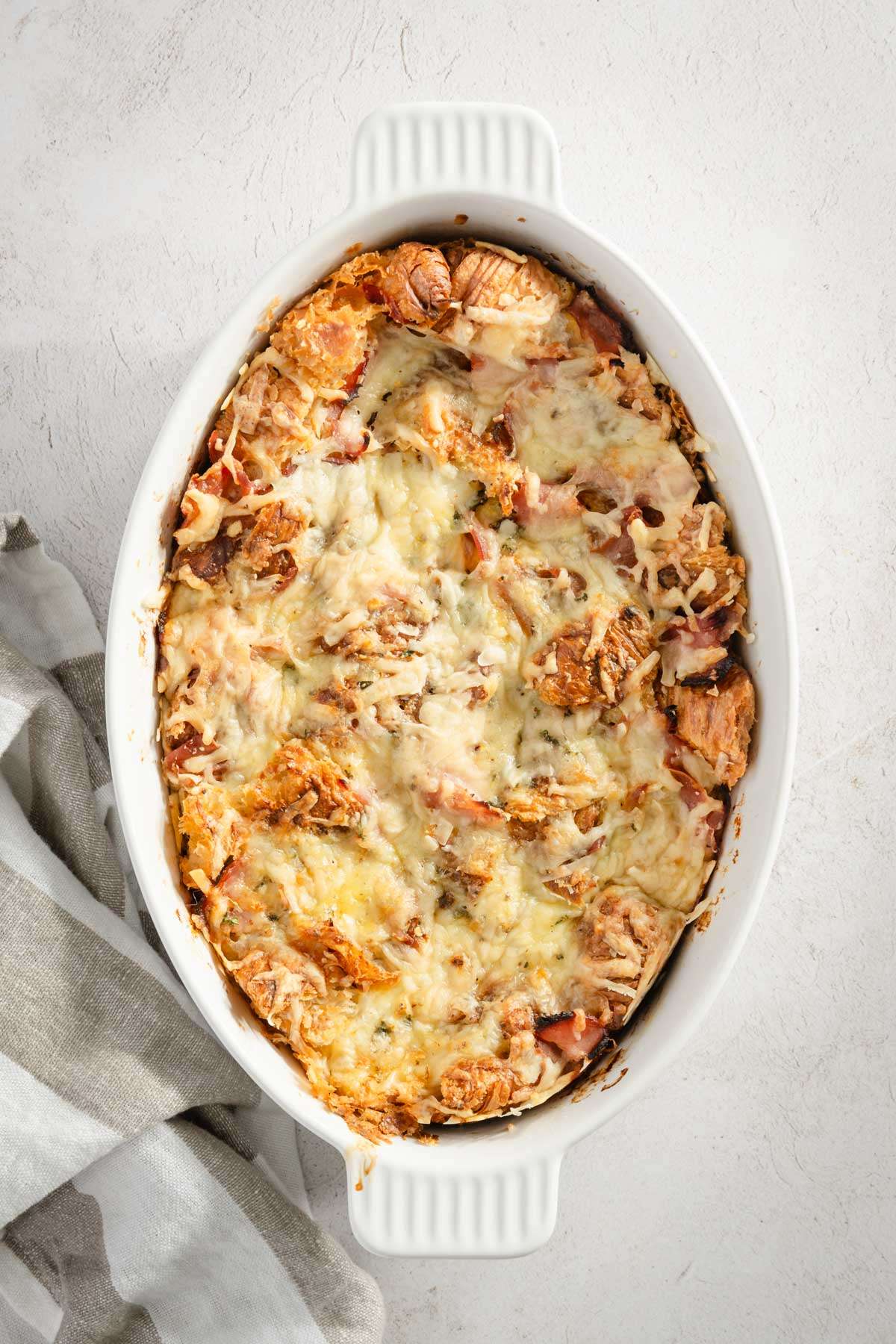 croissant bake in a serving dish, close up