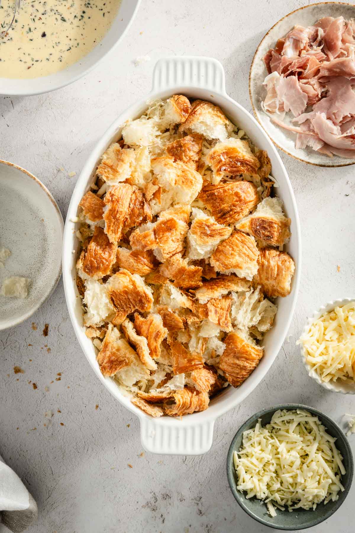 croissant bake in a serving dish, before baking