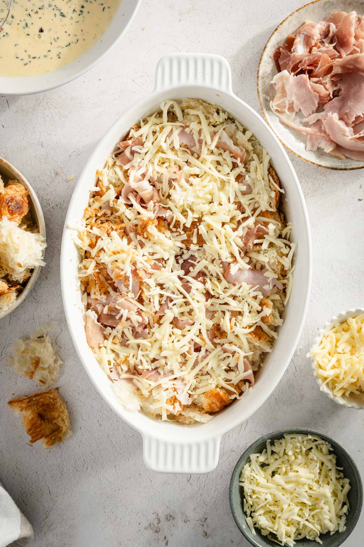 croissant bake in a serving dish, before baking