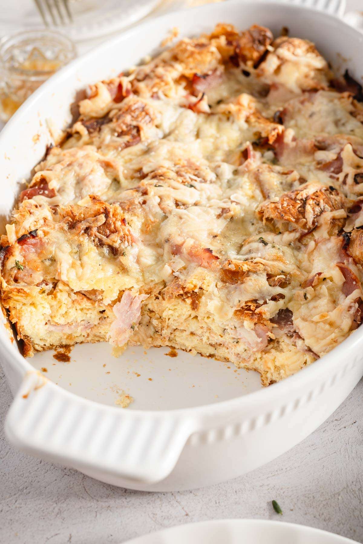 croissant bake in a serving dish, close up