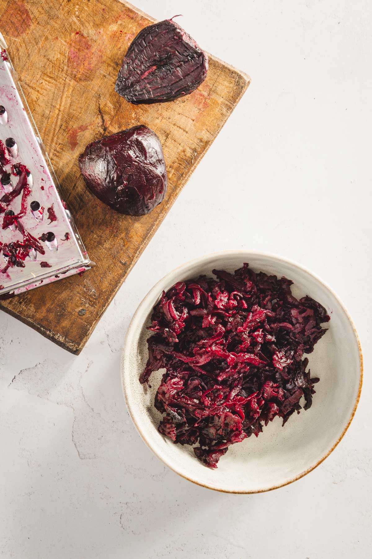 shredded beets in a bowl