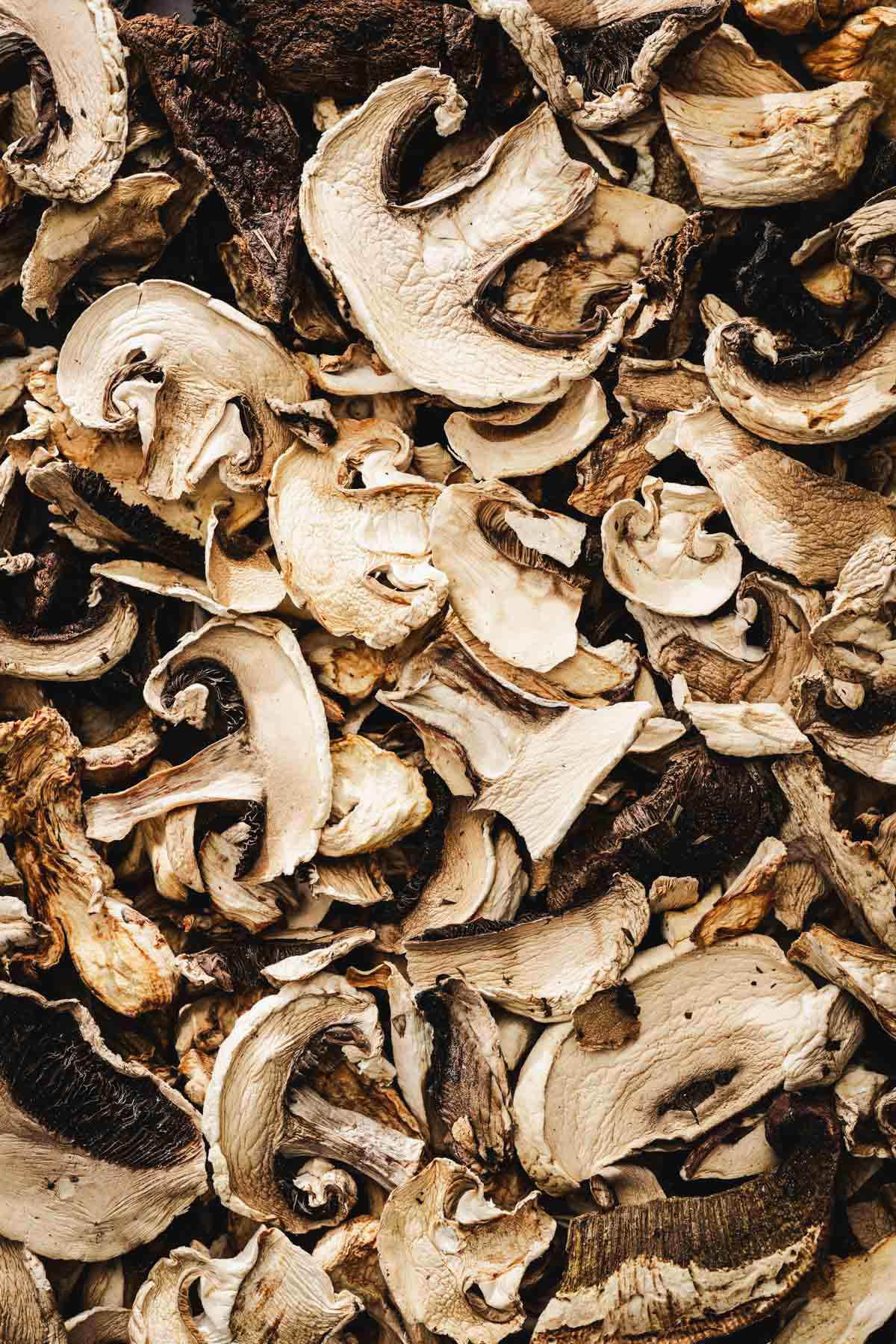 closeup of dried mushrooms