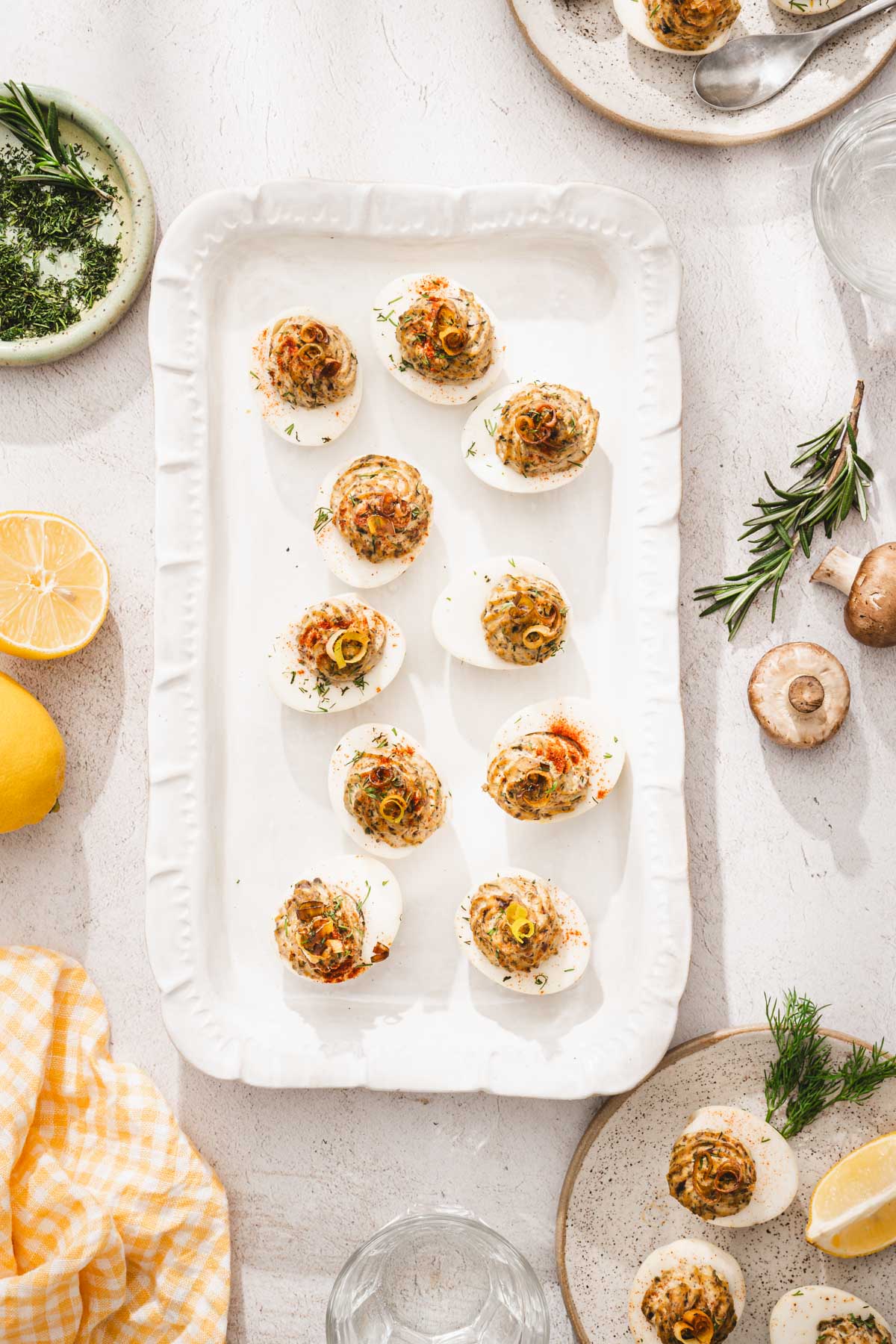 platted with deviled eggs