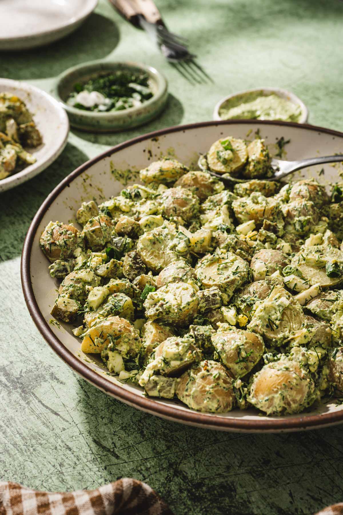 serving bowl with potato salada