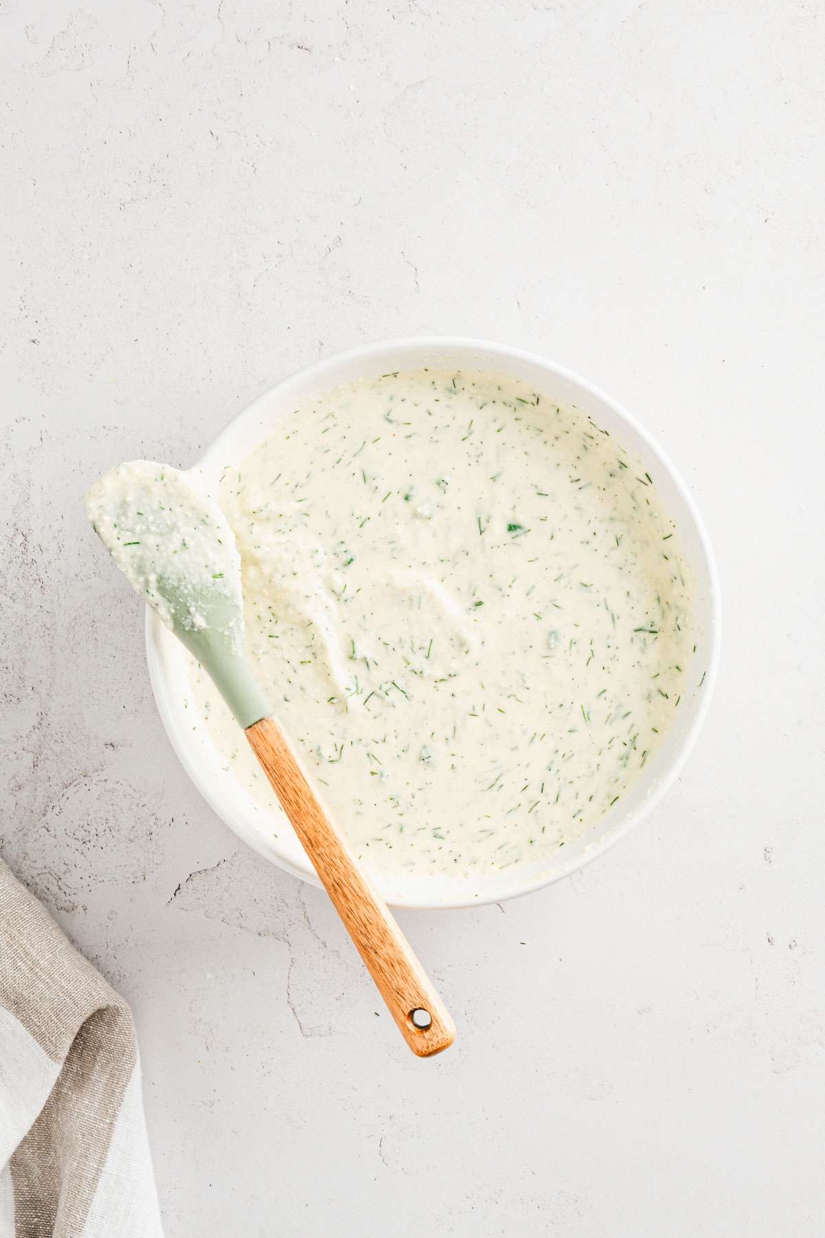 made ricotta filling in a bowl