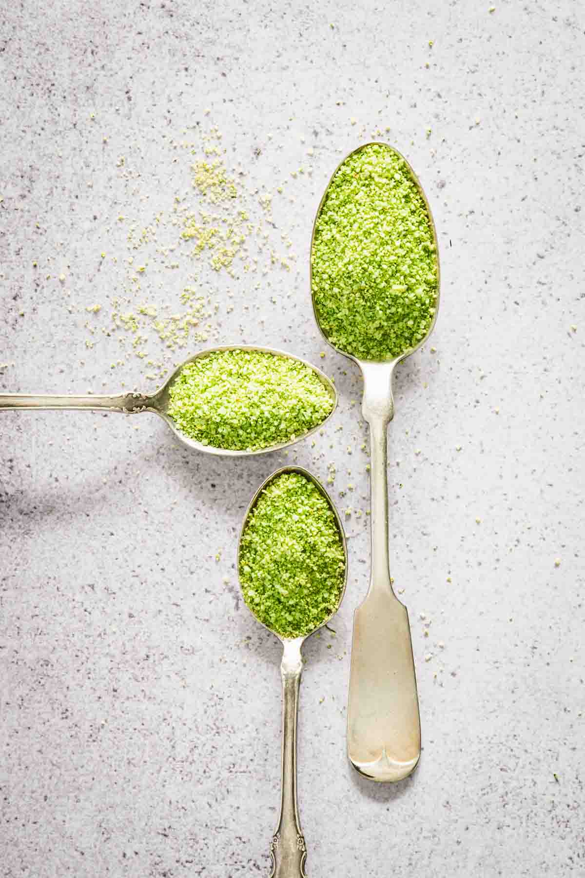 three spoons with dill salt