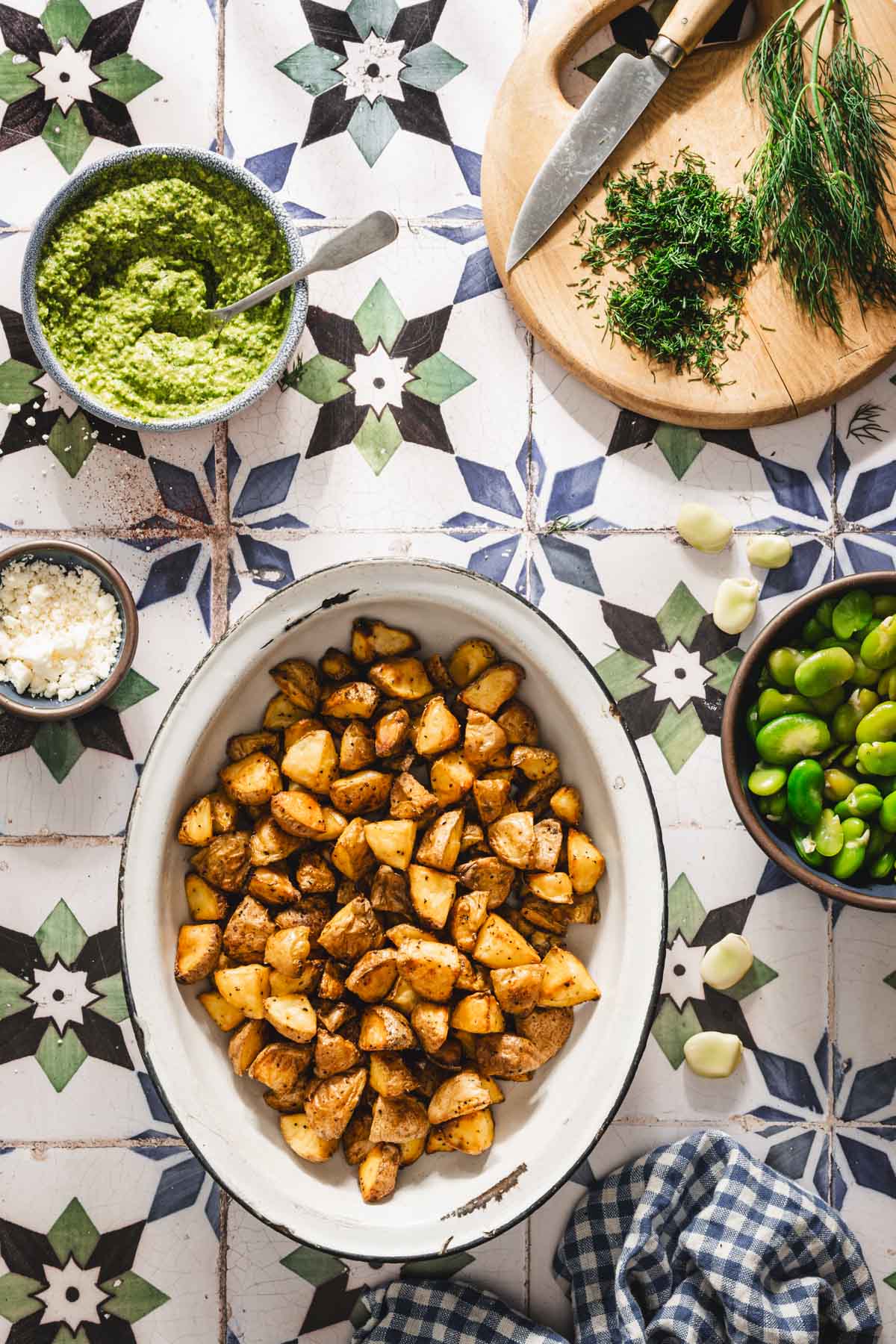 roasted potatoes in a deep dish