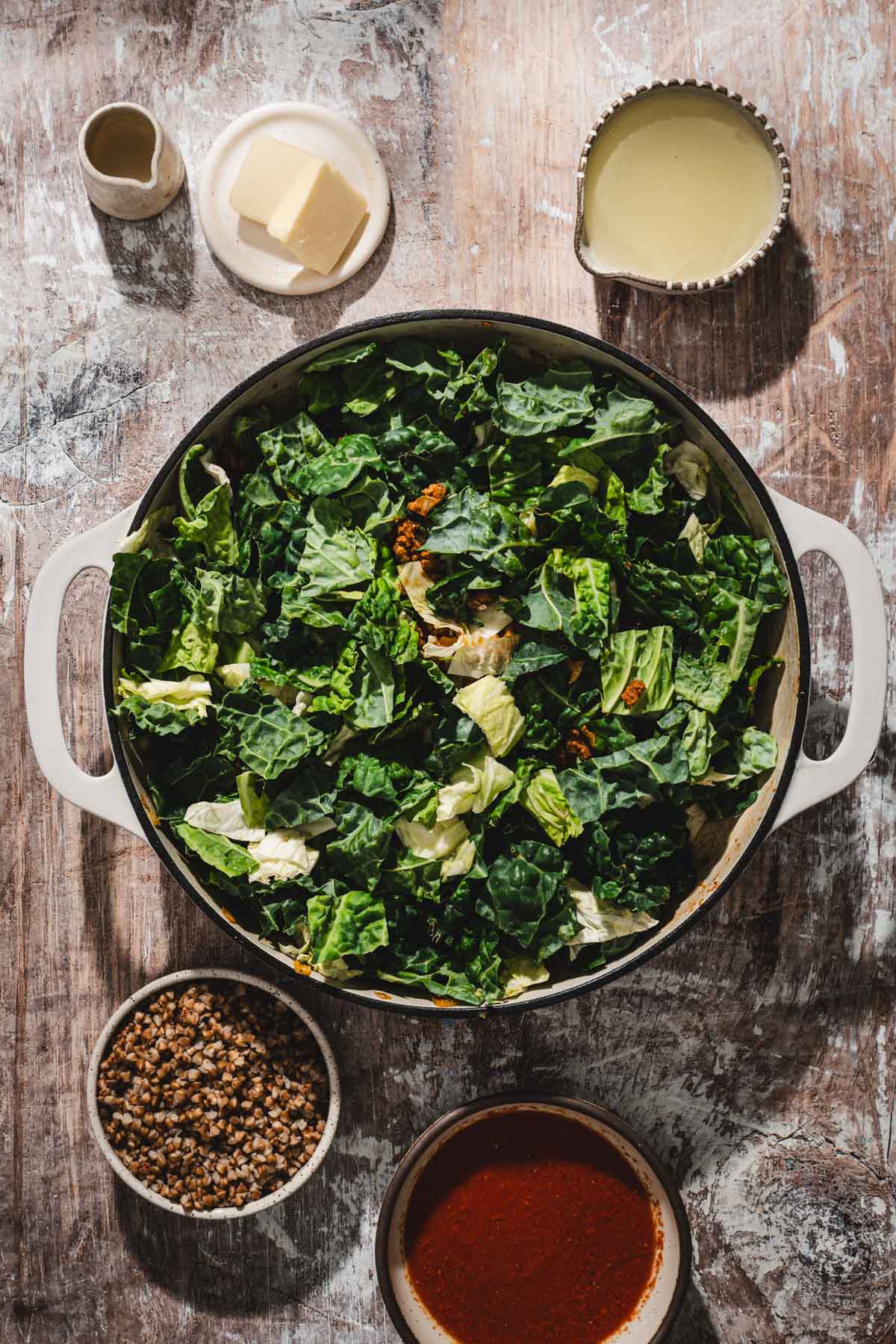 cabbage skillet in a Dutch oven
