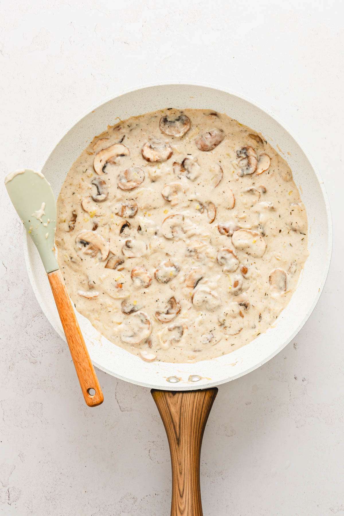 skillet with mushroom sauce