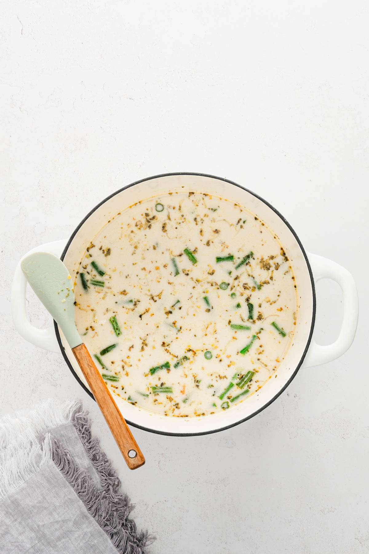 soup pan with finished Green Bean Soup