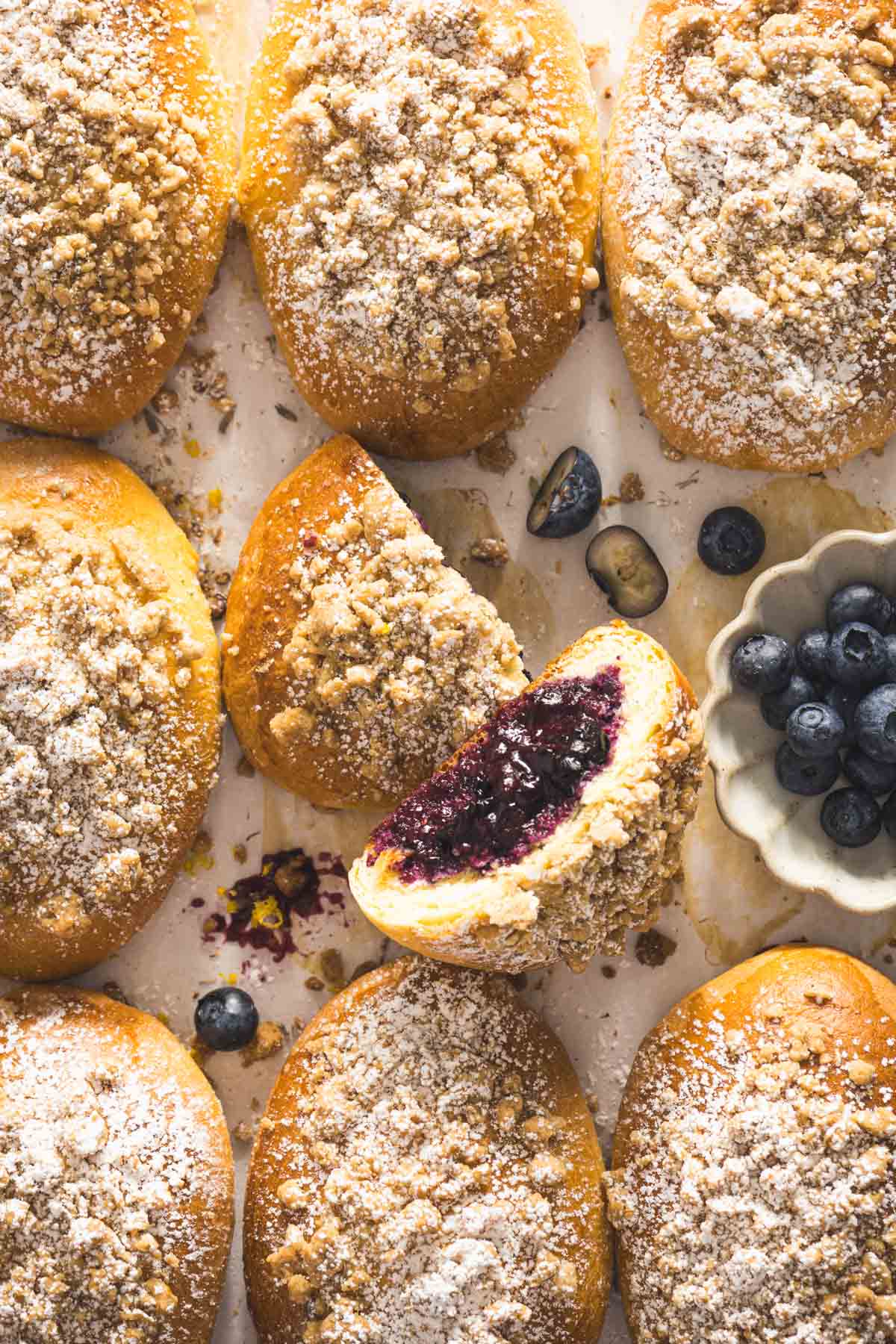 close up of baked jagodzianki