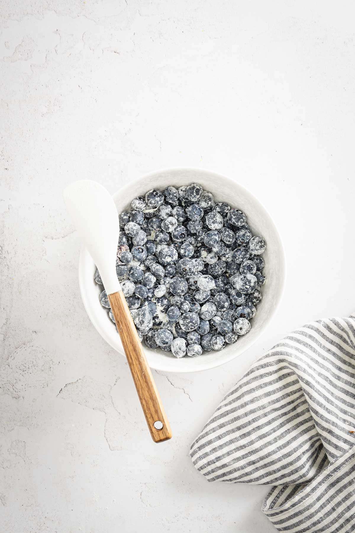 blueberries mixed with starch and lemon zest