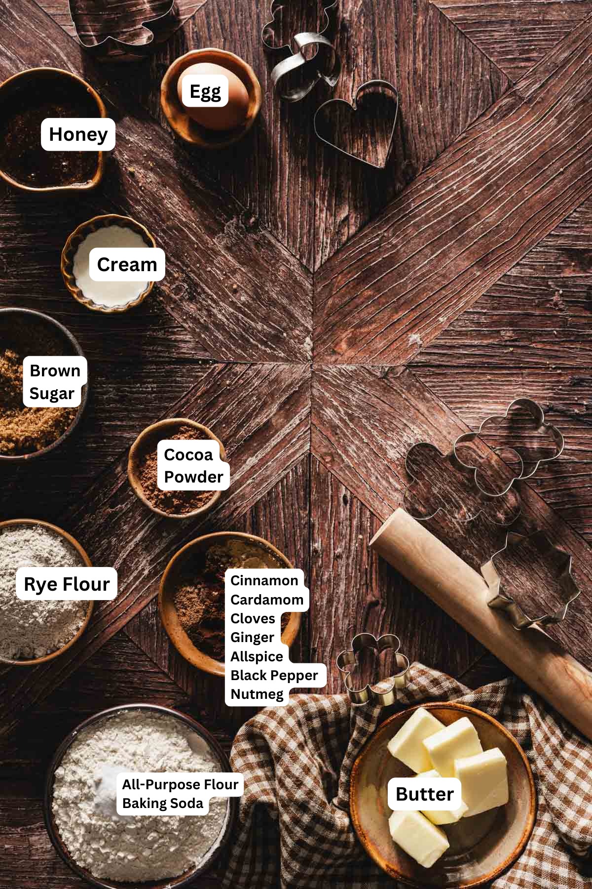 ingredients to make Katarzynki with name tags