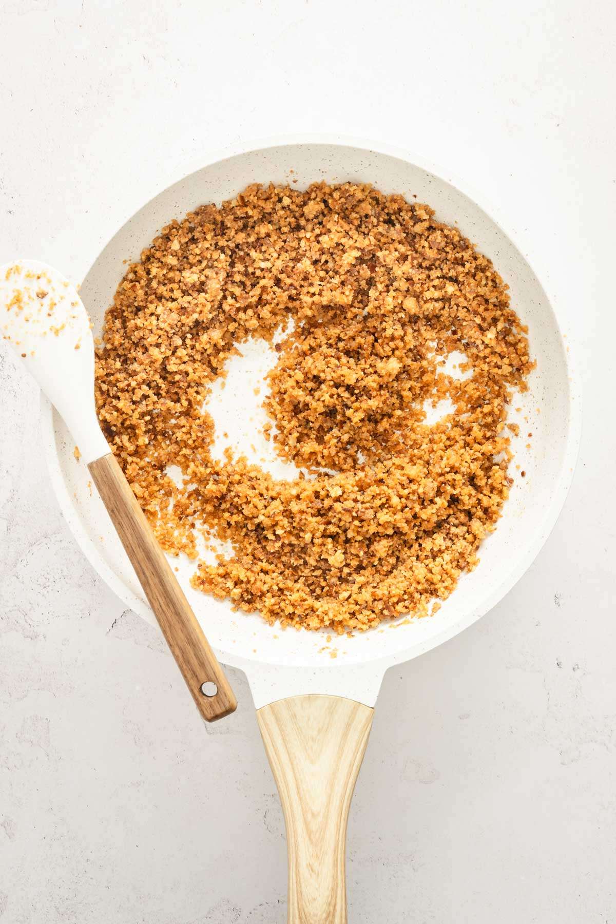 skillet with toasted breadcrumbs