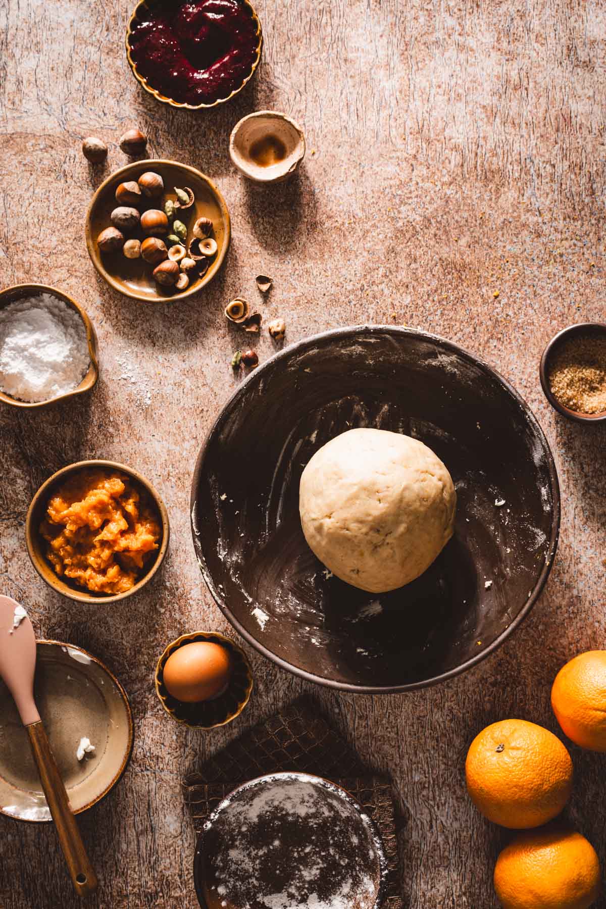 formed dough in the bowl