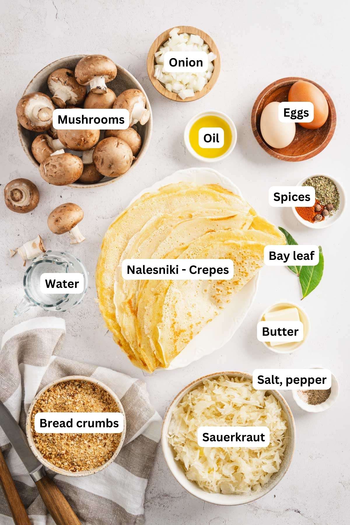 ingredients to make Krokiety with name tags