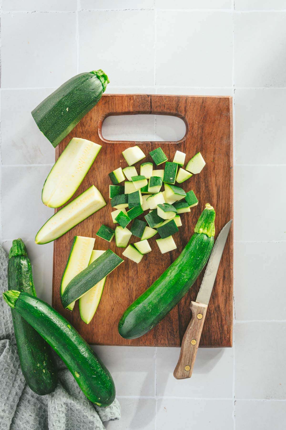 zucchini on a cutting board