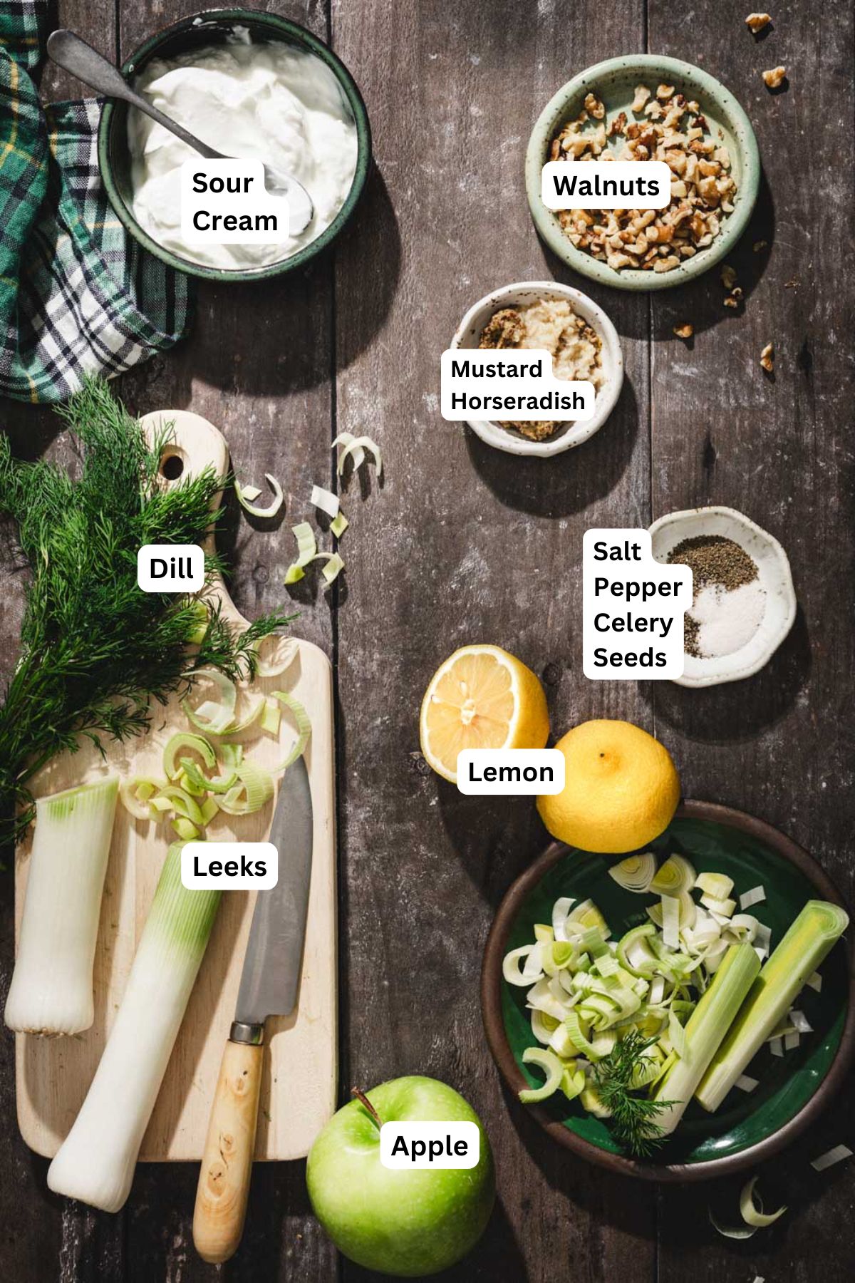 ing to make creamy leeks salad with name tags