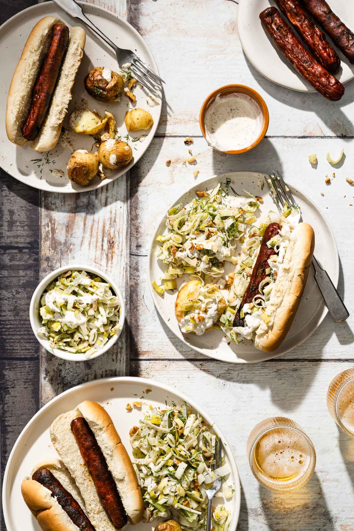 leek slaad with hot dogs