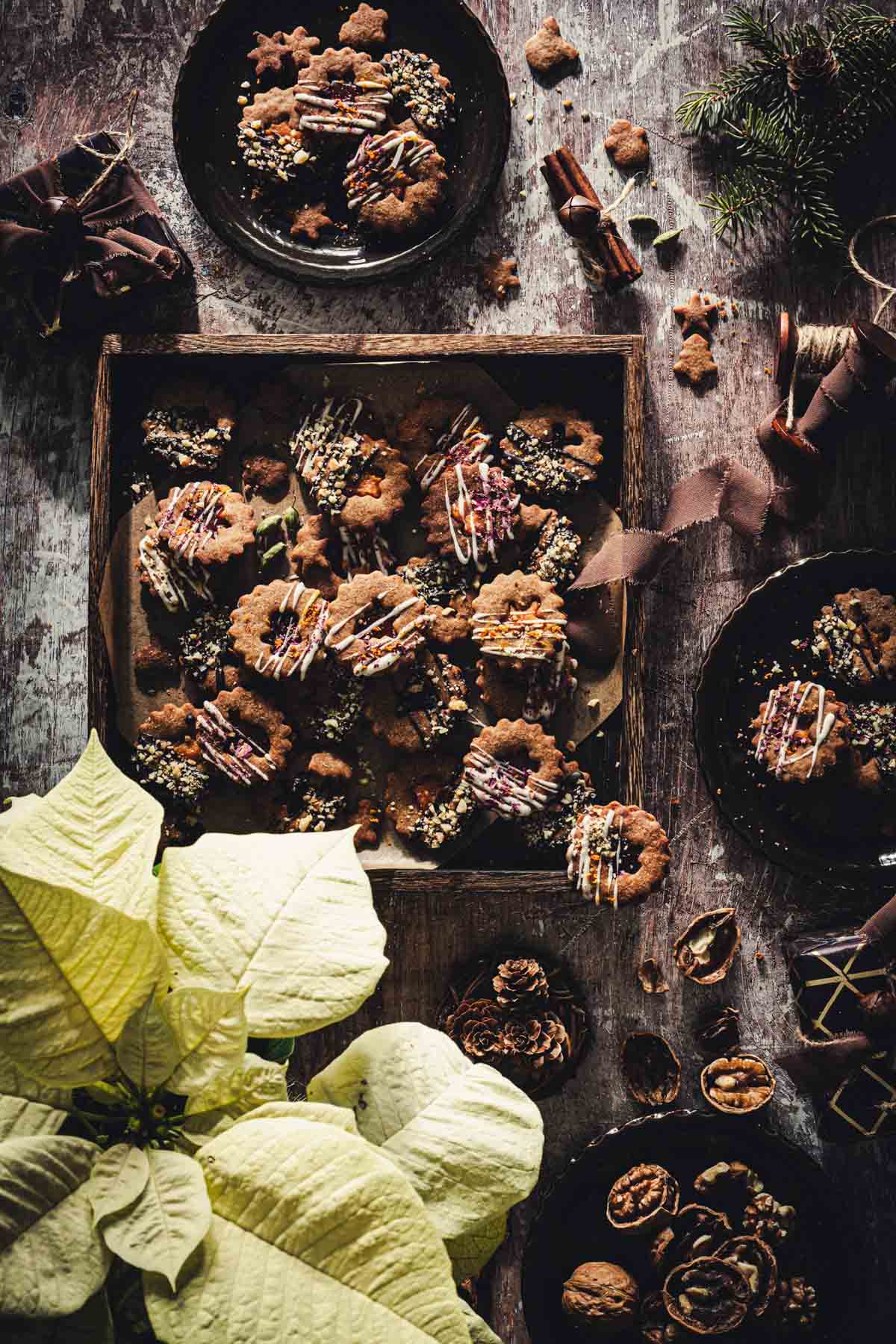 cookies arrange on a serving wooden tray