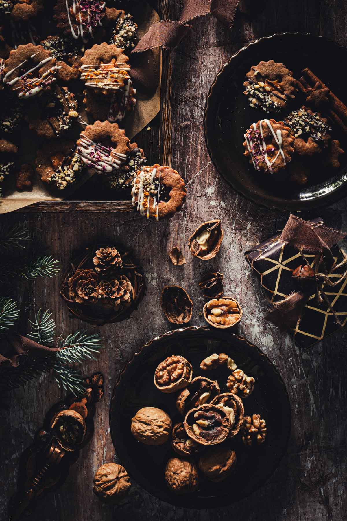 vsrious cookies on a serving tray