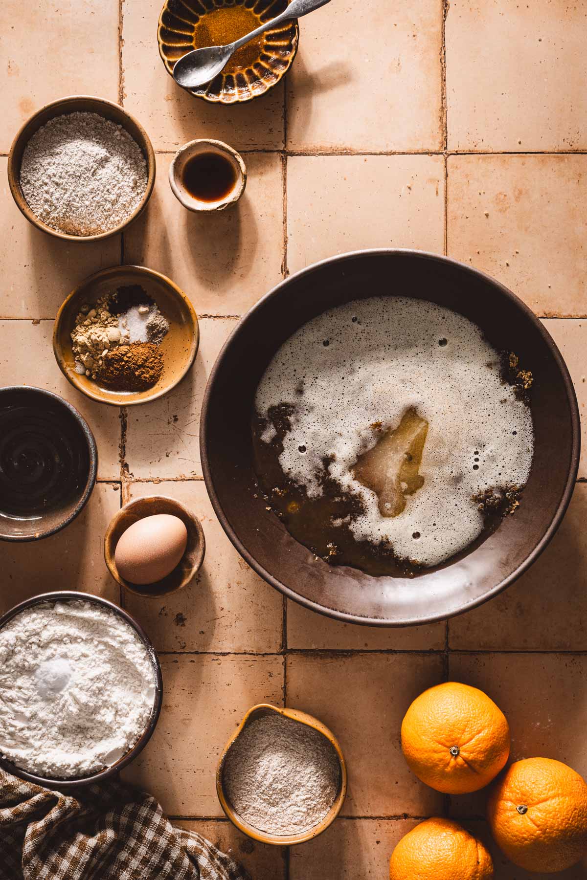 large bowl with sugar, butter and honey