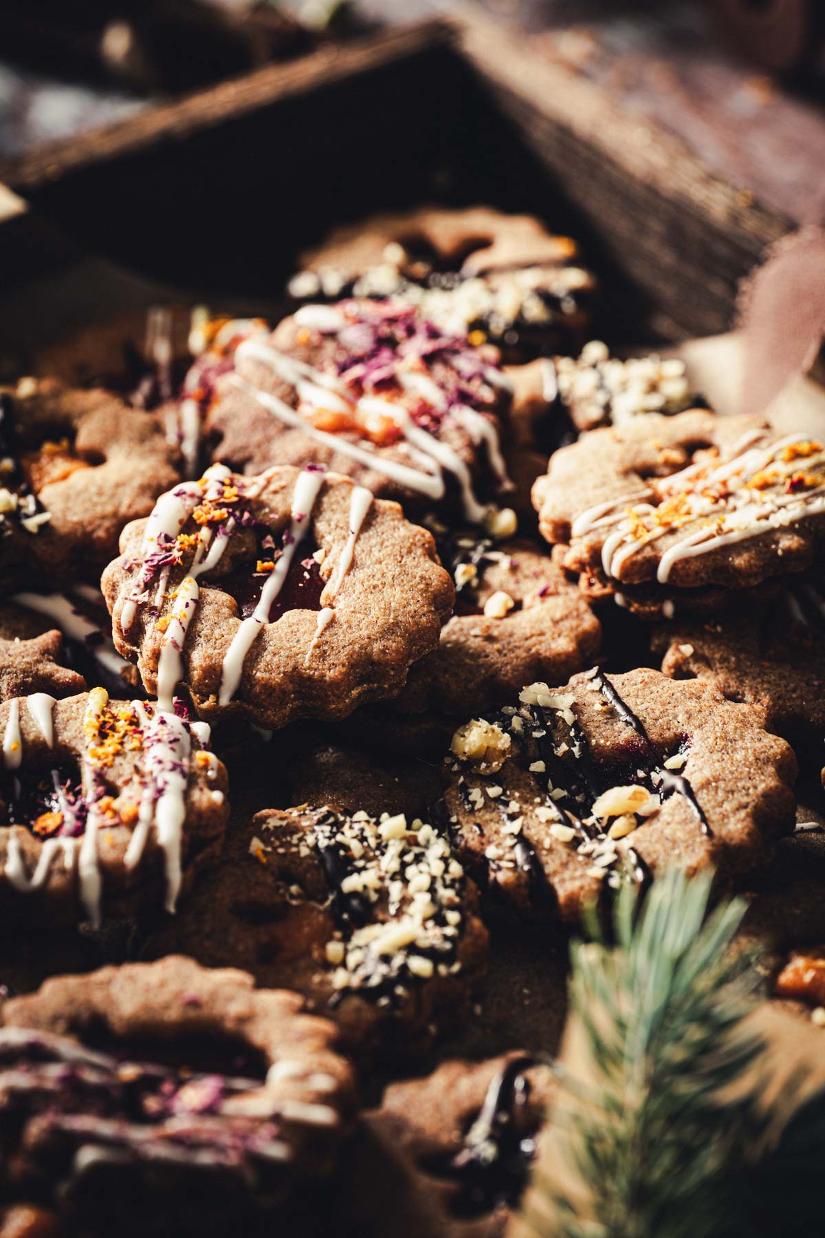 side view close up of cookies