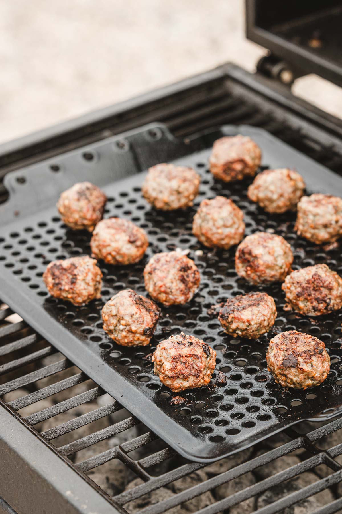 cooked meatballs on the grill