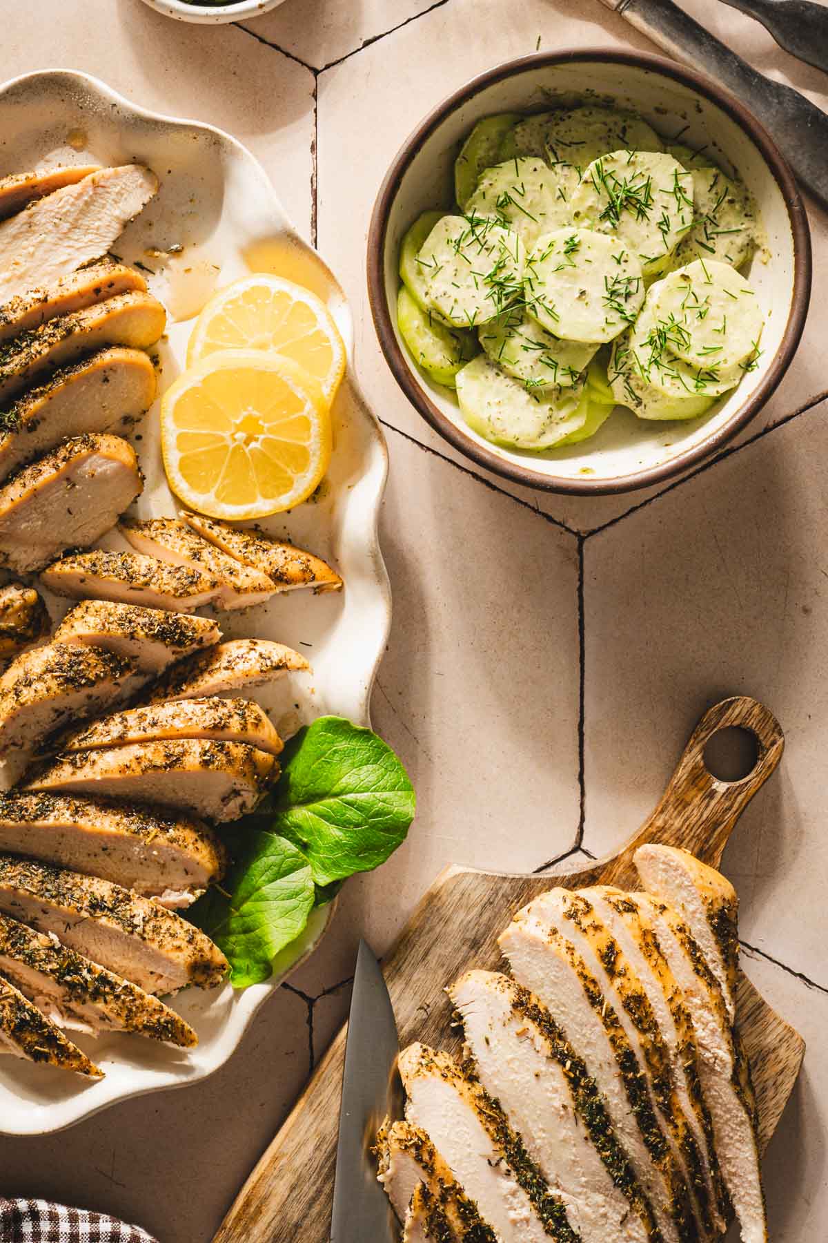 chicken breast and mizeria salad