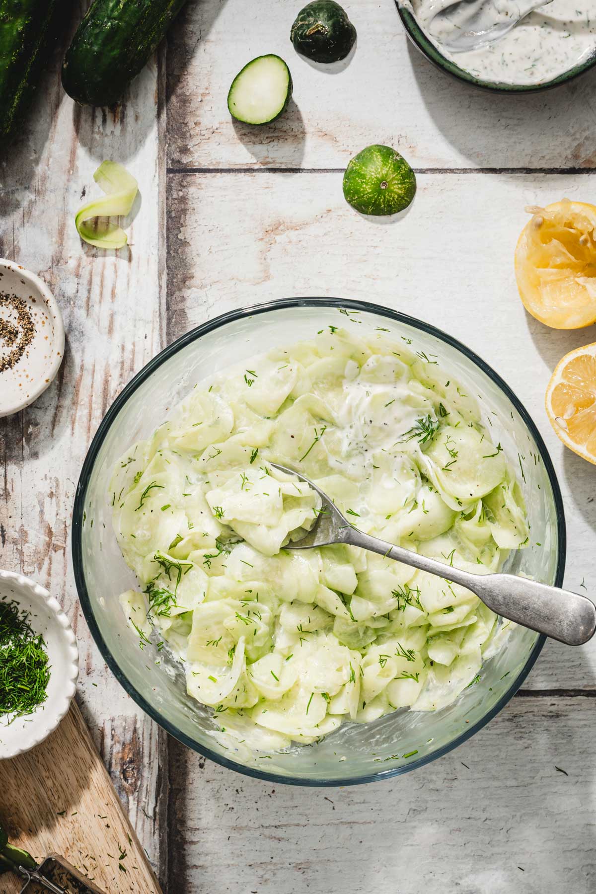mizeria in a glass bowl