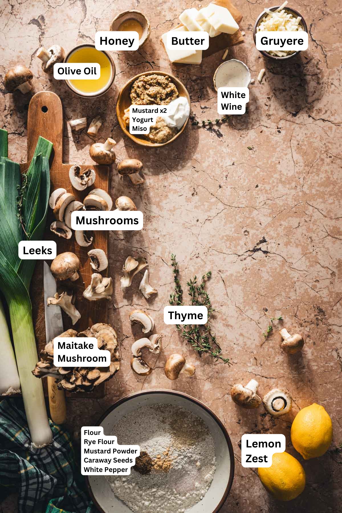 ingredients to make glaette with name tags