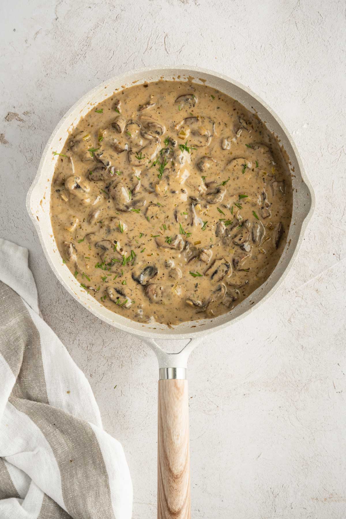 mushroom sauce in a skillet