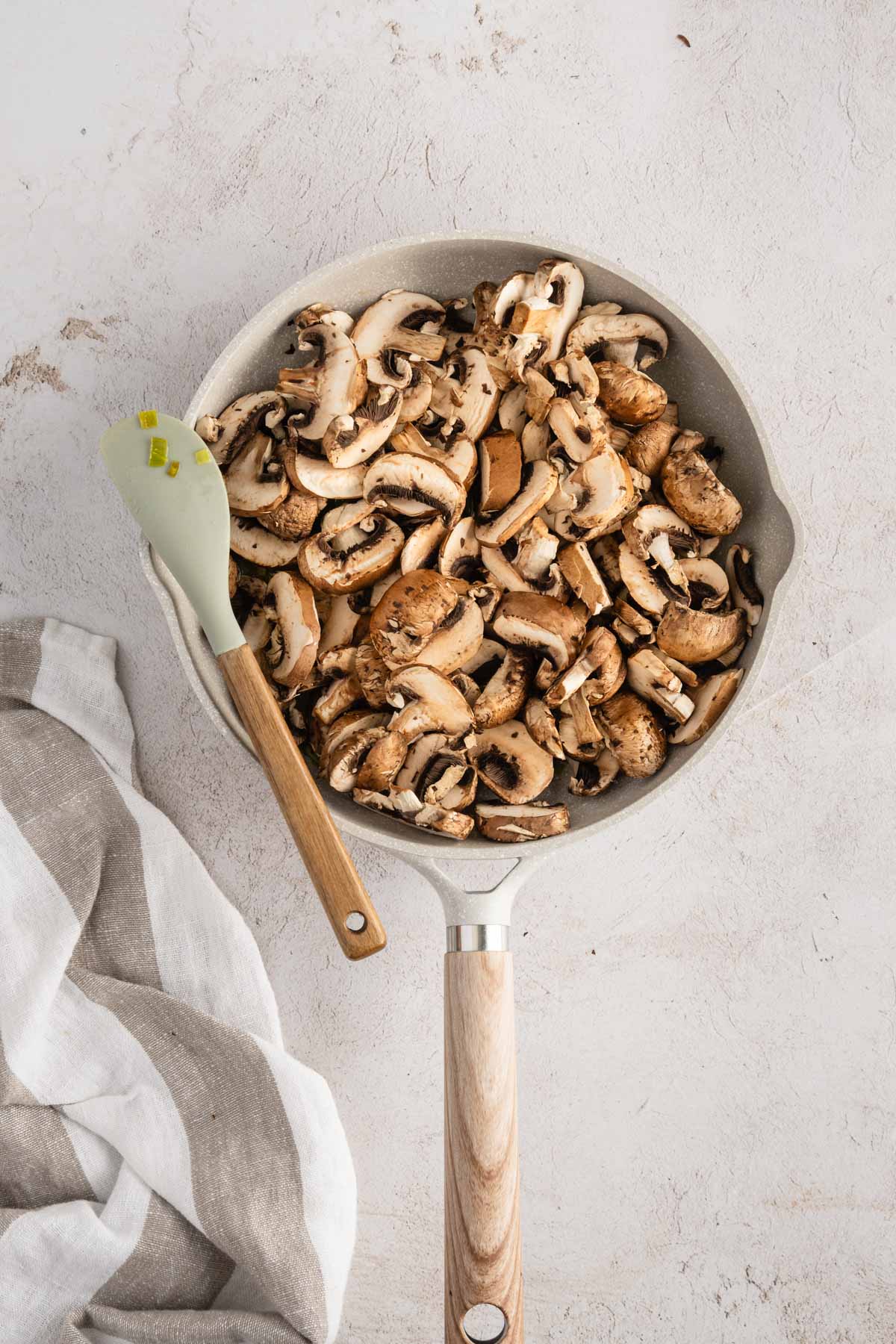 skillet with mushrooms in it