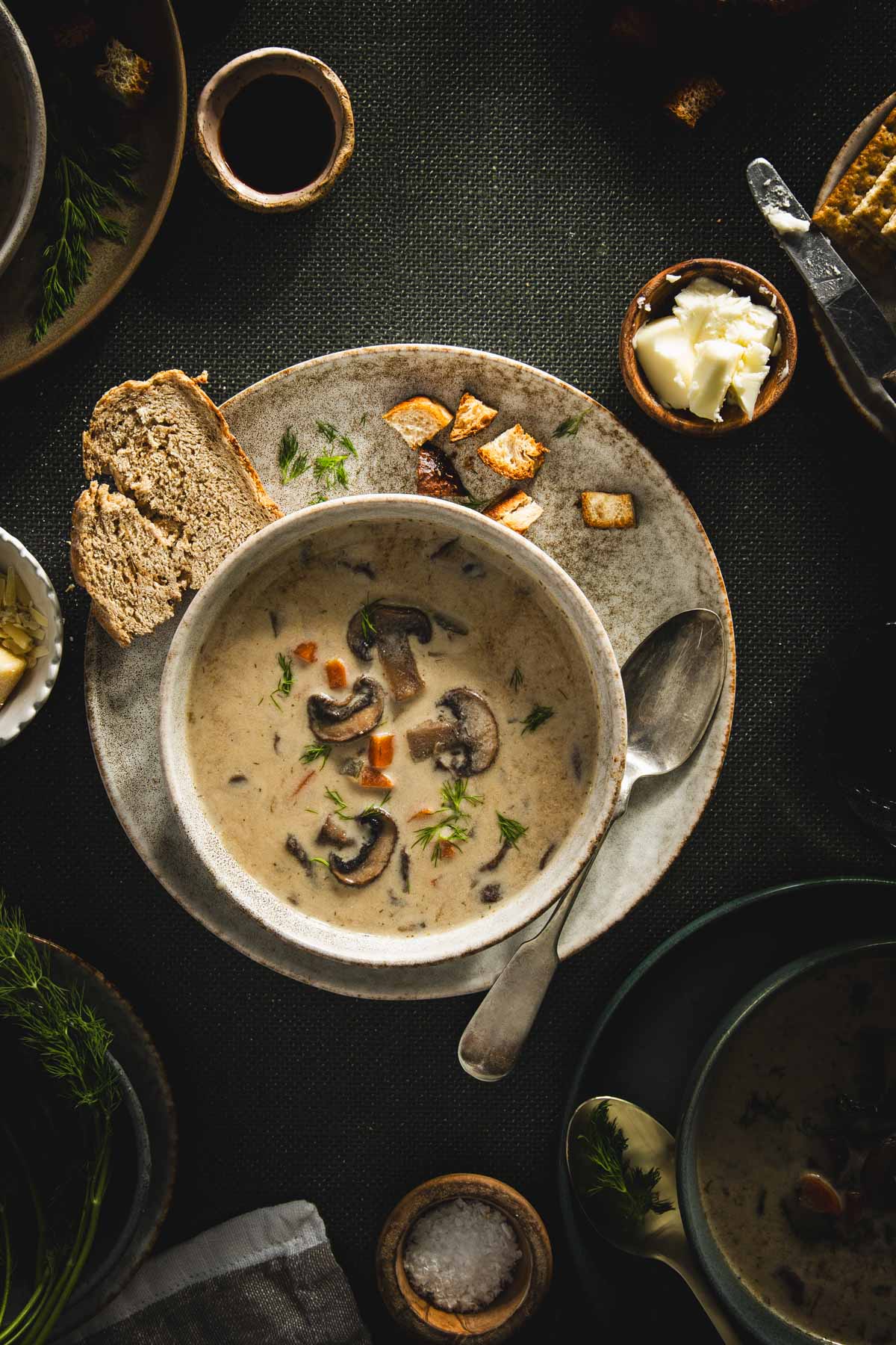 Mushroom Soup in a serving bowl