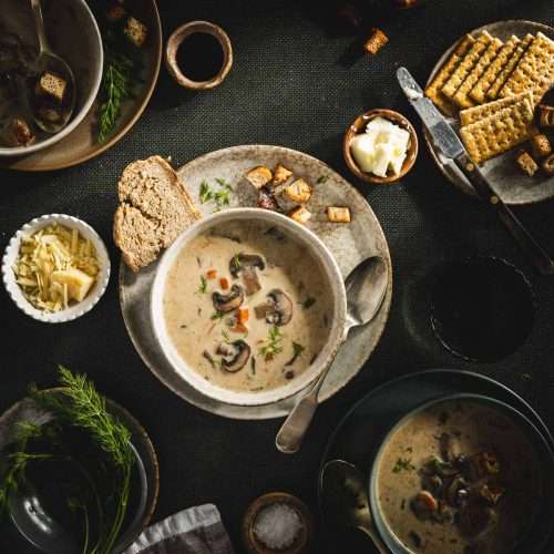 Mushroom Soup in a serving bowl