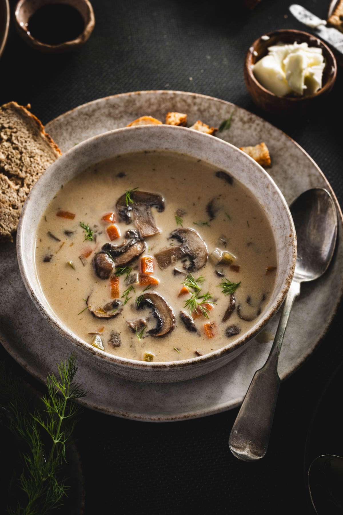 Mushroom Soup in a serving bowl