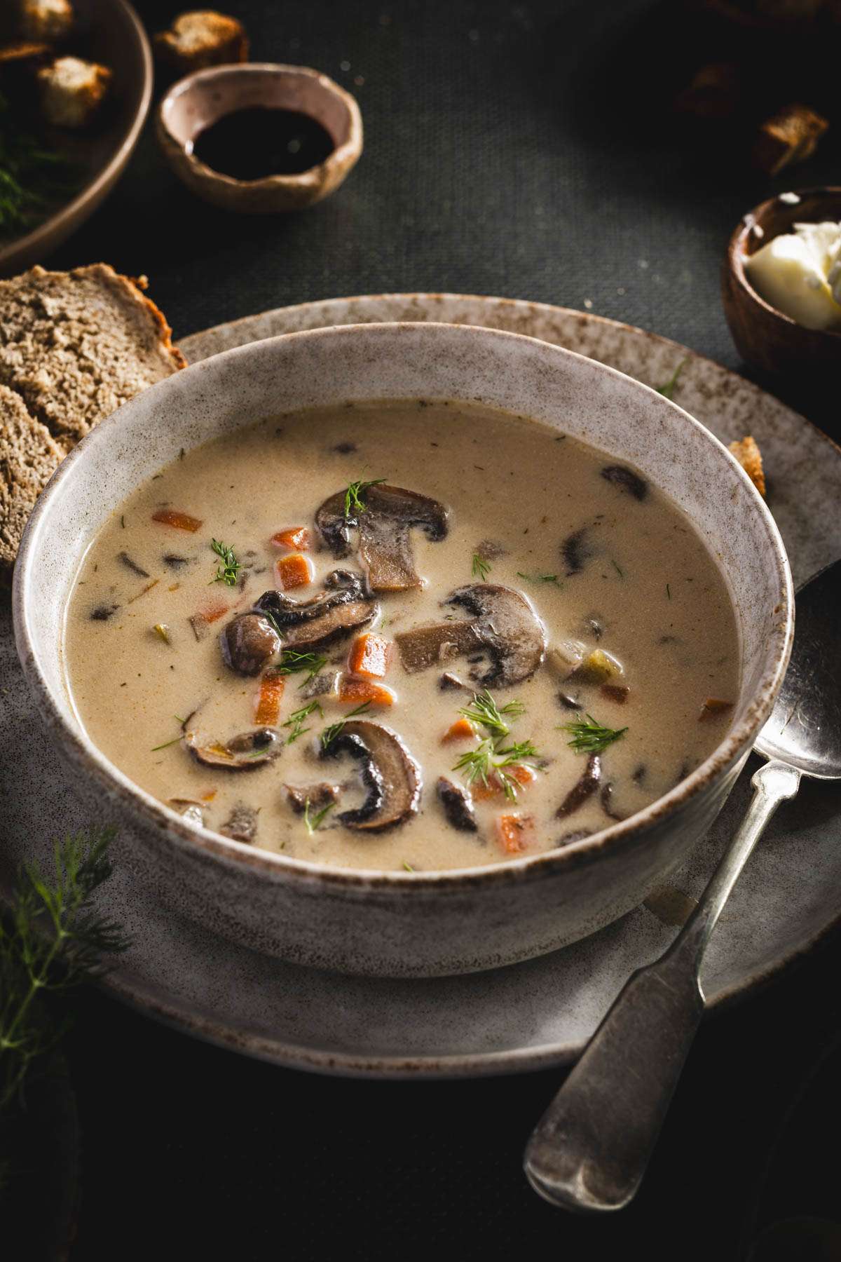 Mushroom Soup in a serving bowl