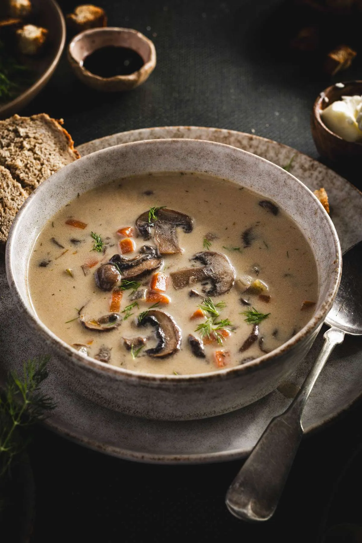 Mushroom Soup in a serving bowl