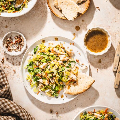 plate with napa salad, dish with dressing