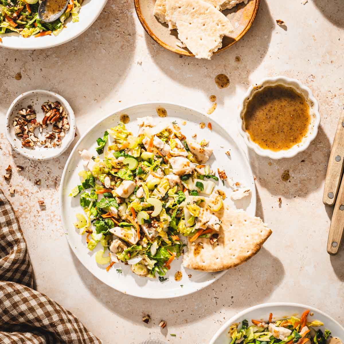 plate with napa salad, dish with dressing