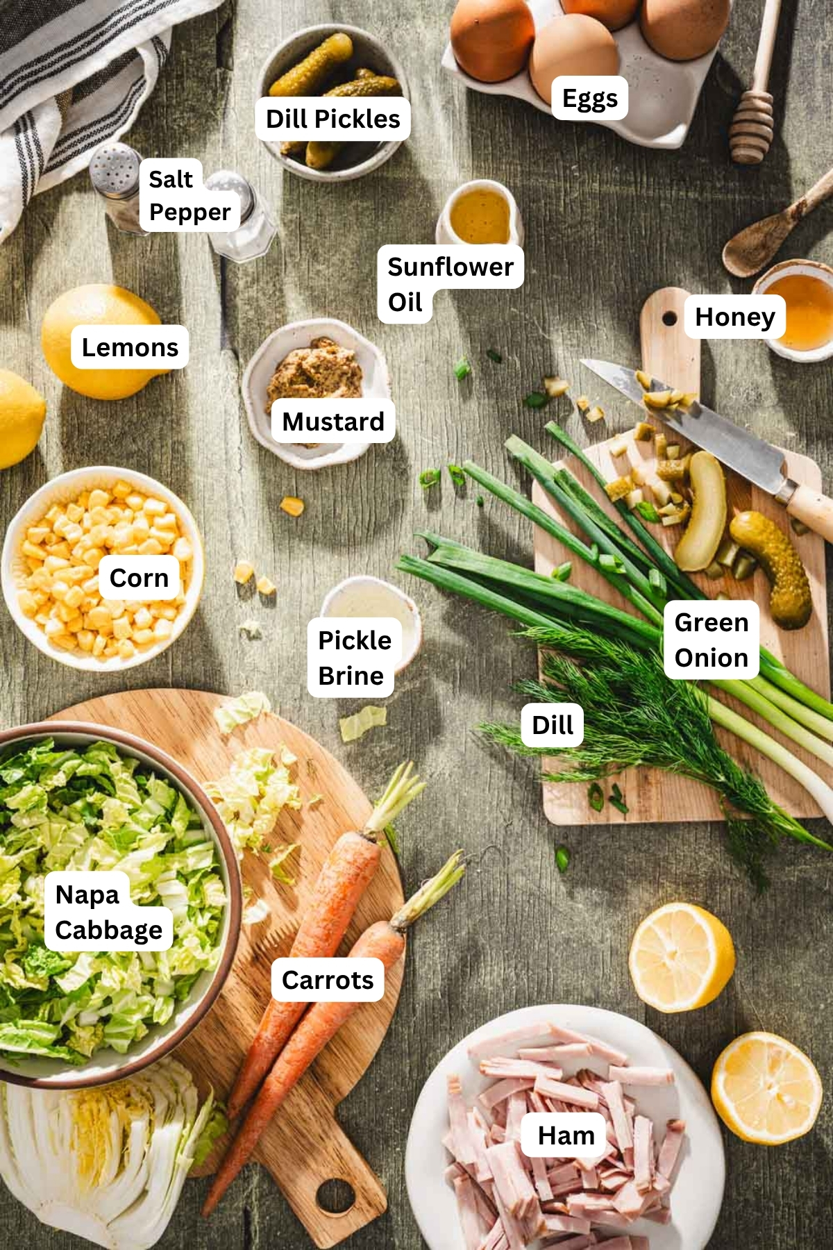 ingredients to make napa salad with naem tags