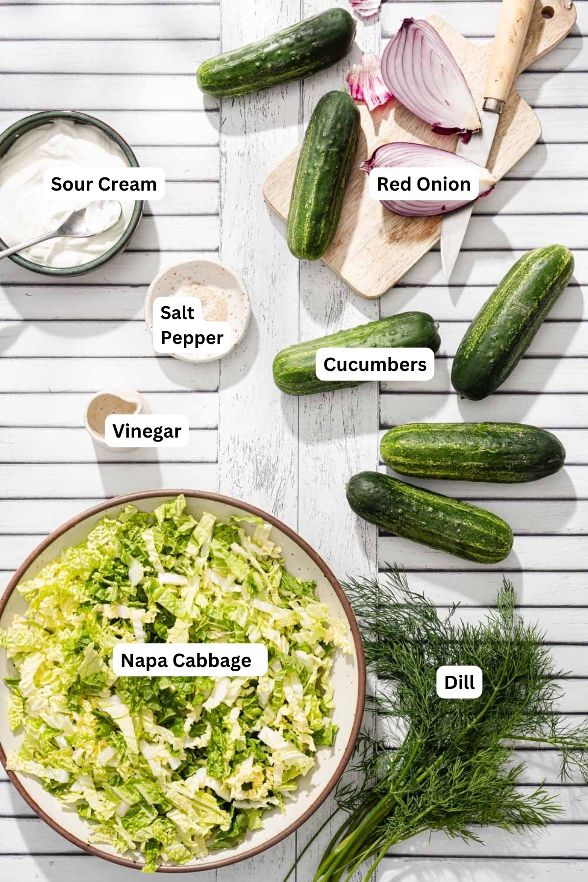 ingredients to make napa mizeria with name tags