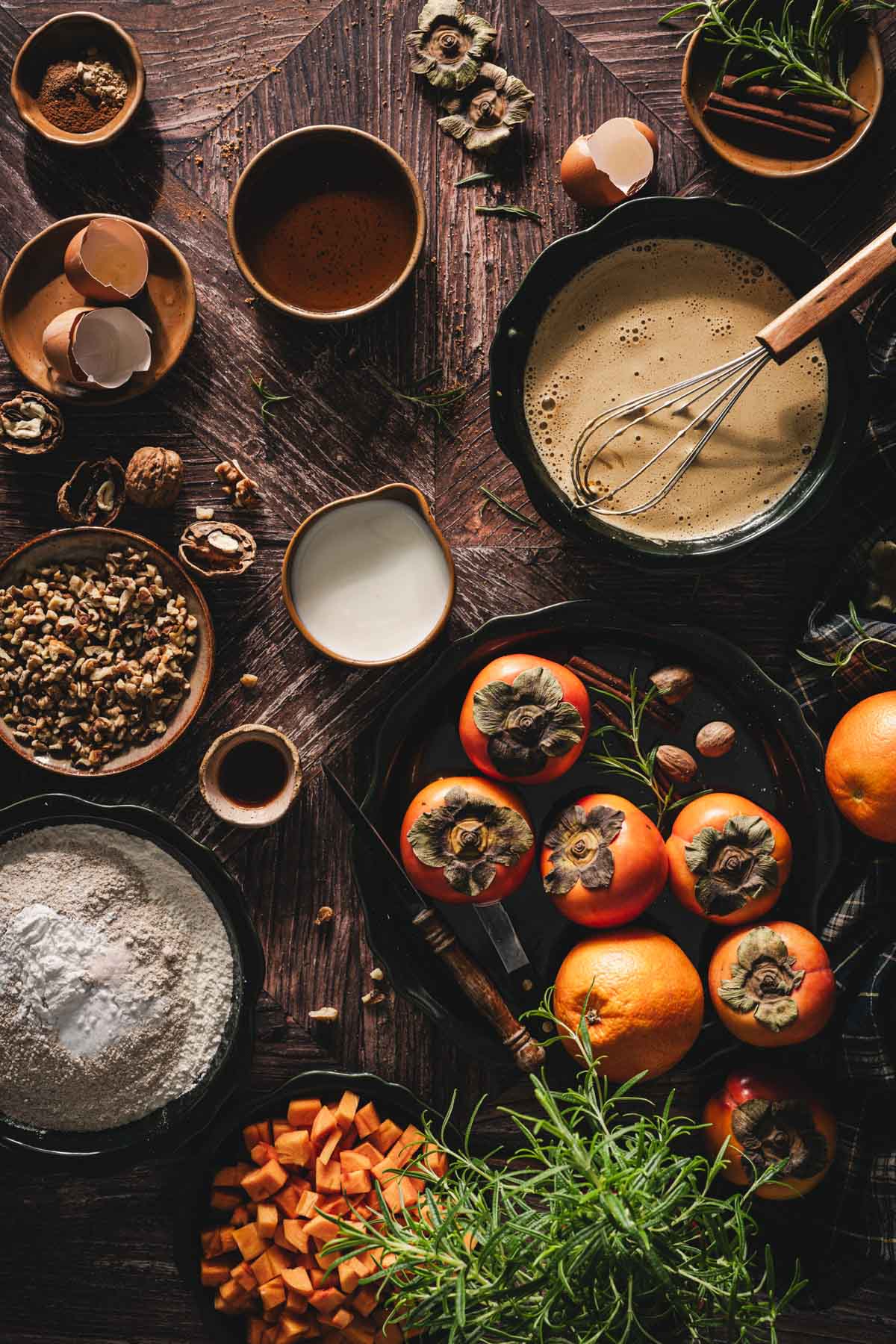 bowl with whipped sugar and eggs, other ing around
