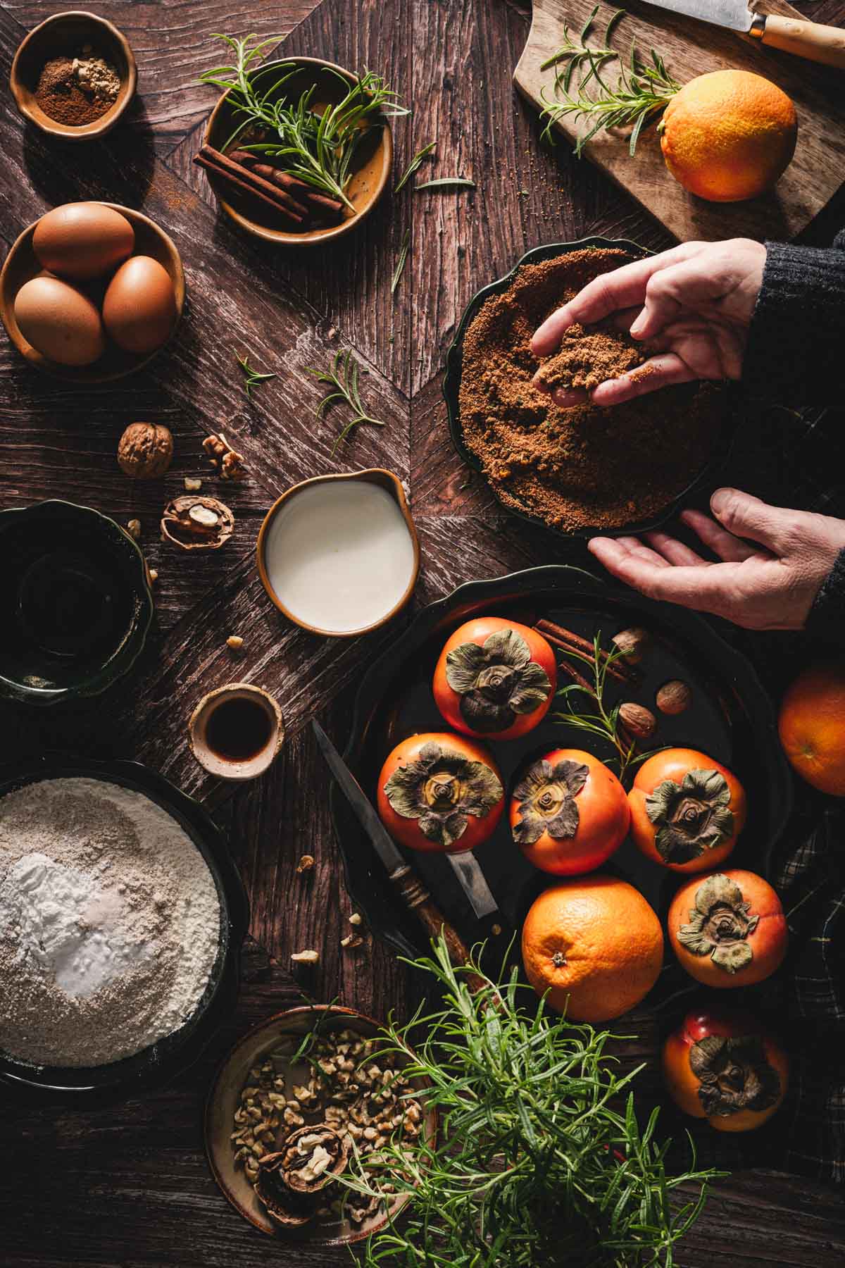 hands in frame mixing the sugar