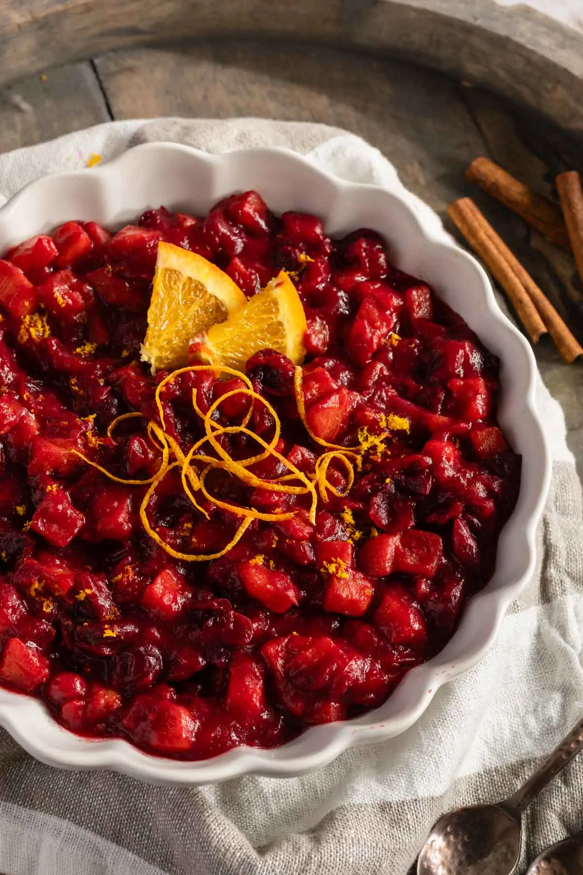 persimmon cranberry sauce in a serving bowl