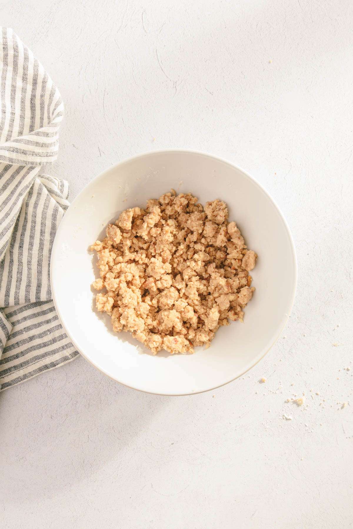 made crumble topping in a bowl