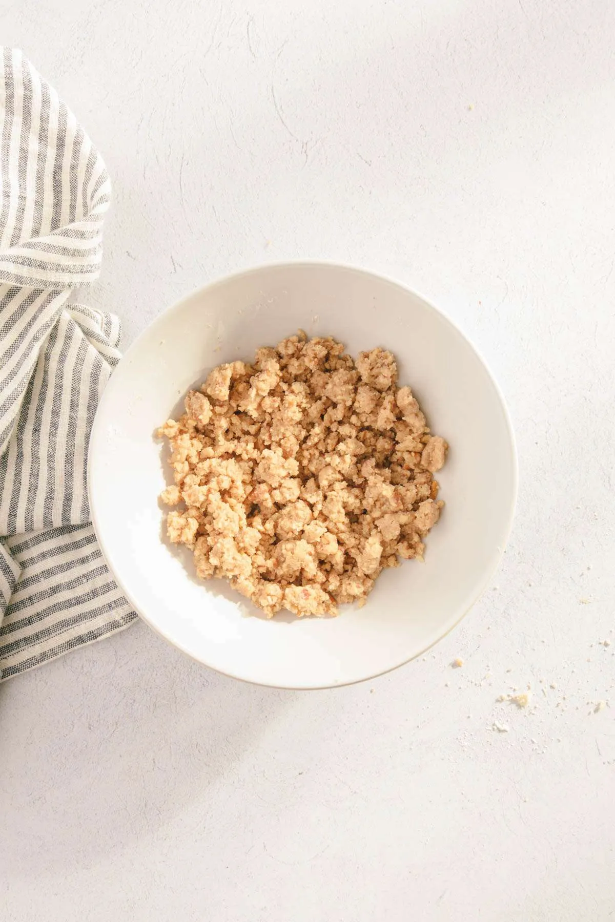 made crumble topping in a bowl