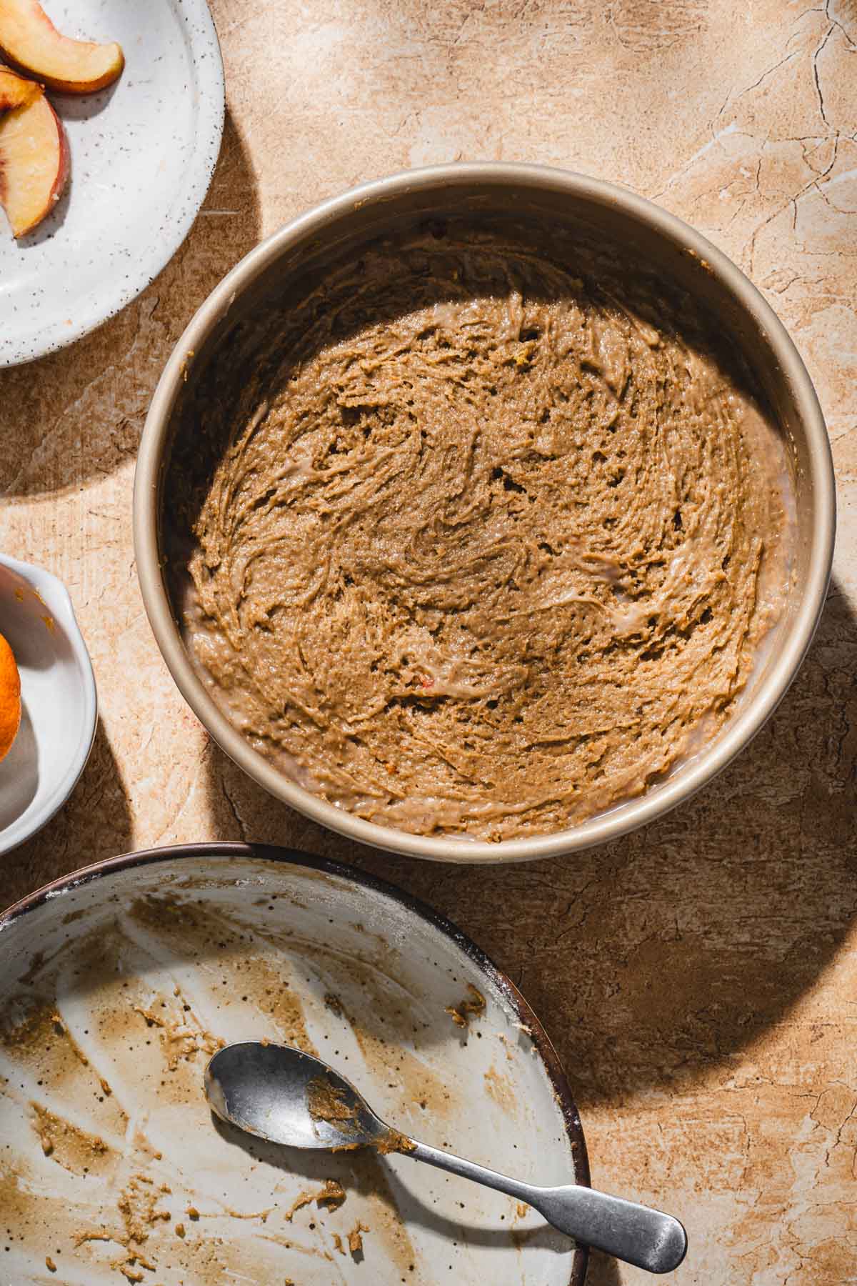 cake pan with cake batter