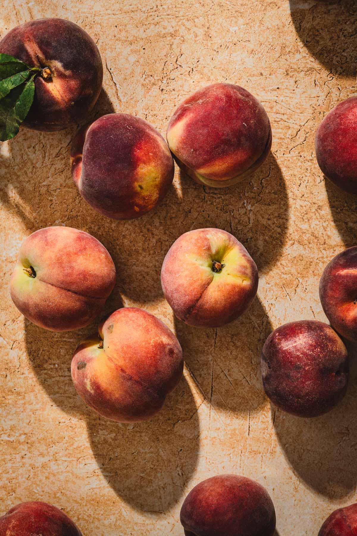 ingredients to make peach cake with name tags