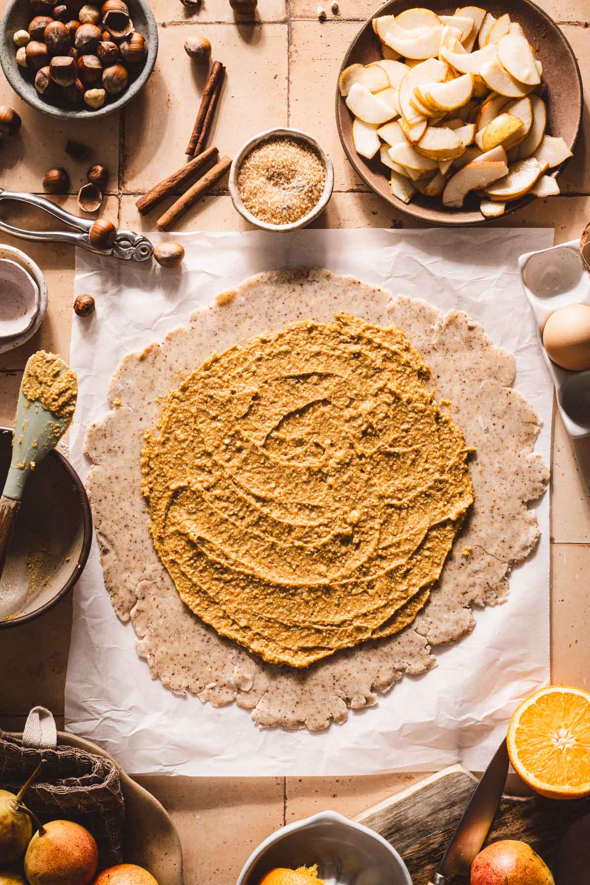 Frangipane on the dough